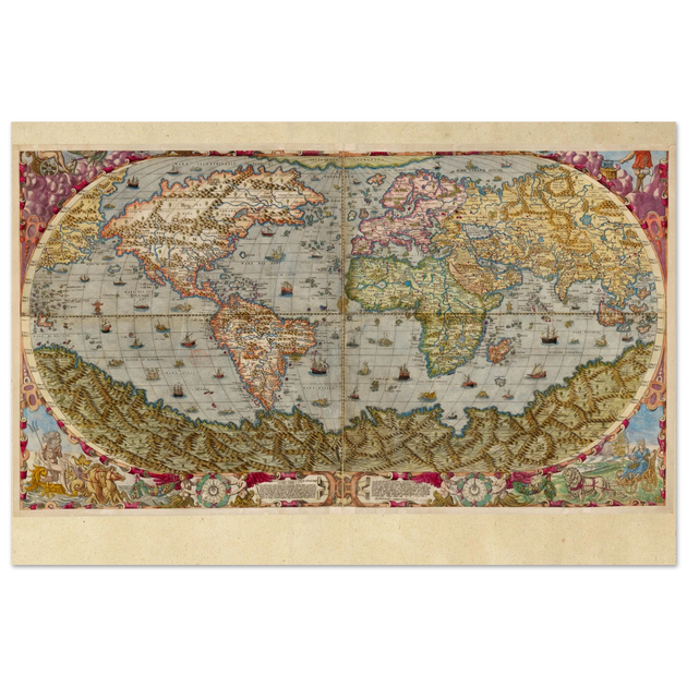 Ancient world map poster reproduction by Andrea Bertelli 1593