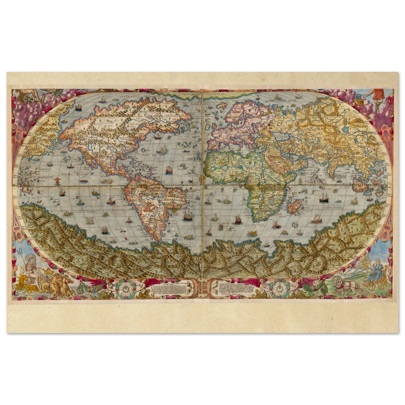 Ancient world map poster reproduction by Andrea Bertelli 1593