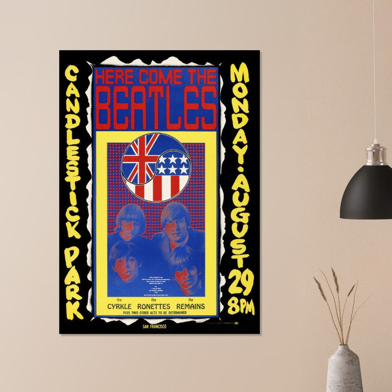The Beatles concert poster reproduction. Final Concert at Candlestick Park in 1966.