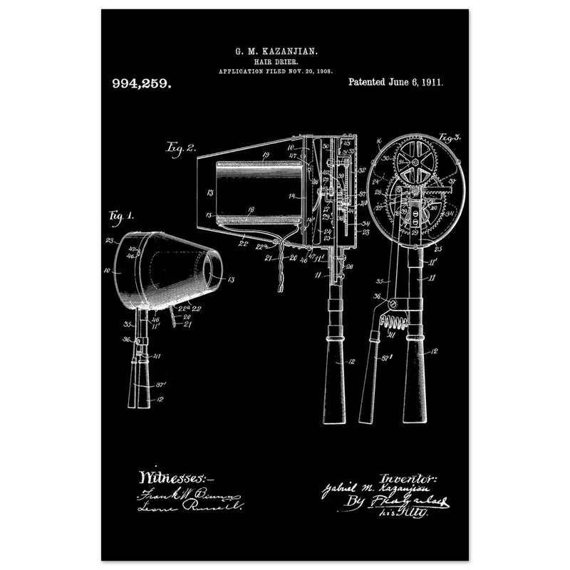 Hair Drier patent drawing by G M Kazanjian