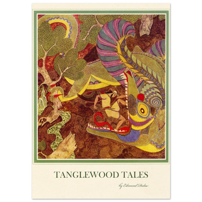 Edmund Dulac Tanglewood Tales illustration . The Dragon's Teeth Jason confronts the beat tha guards  Golden Fleece