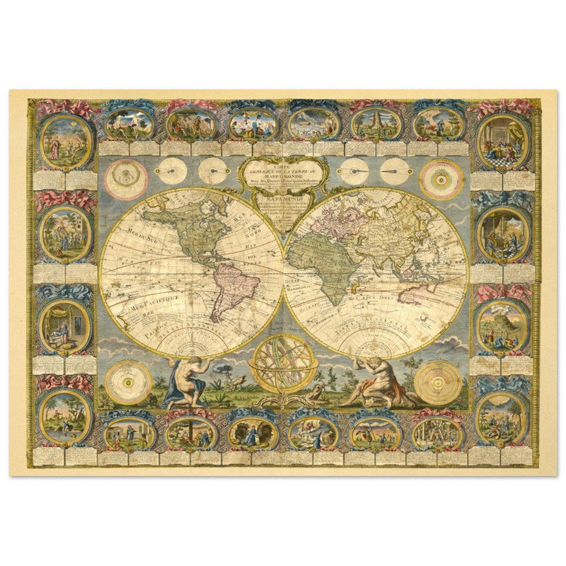 Ancient world map of 1776 by Abbe Clouet Double hemisphere world map.