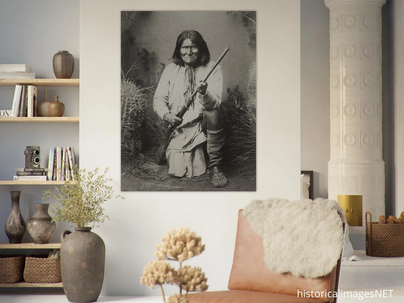 Geronimo Apache leader.  Portrait of native american indian.