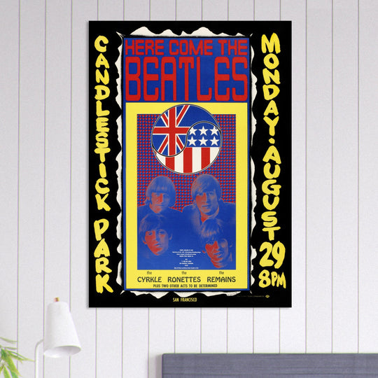 The Beatles concert poster reproduction. Final Concert at Candlestick Park in 1966.