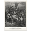 Gustave Dore The Bible engraving print . Nailing Christ to the cross illustration .