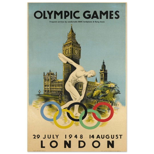 Olympic Games London 1948 promotional print . Vintage decoration.