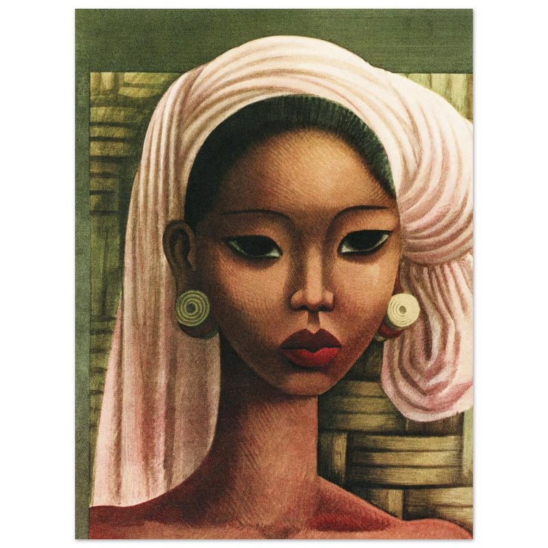 Miguel Covarrubias Bali beauty portrait illustration for a fashion magazine cover.