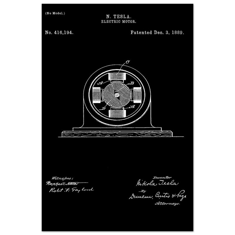 Electric Motor  patent 416194 by Nikola Tesla.