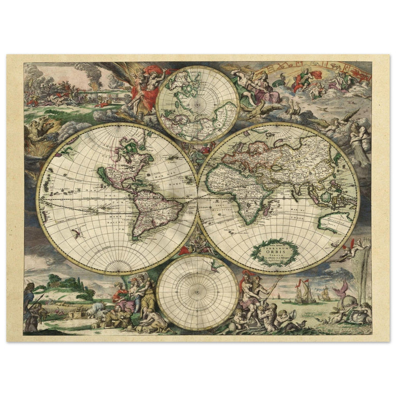 Ancient old world map of 1689 by Gerard van Schagen.