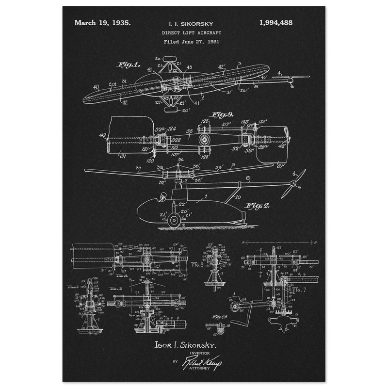 Direct Lift Aircraft patent by Sikorsky. Helicopter ancestor