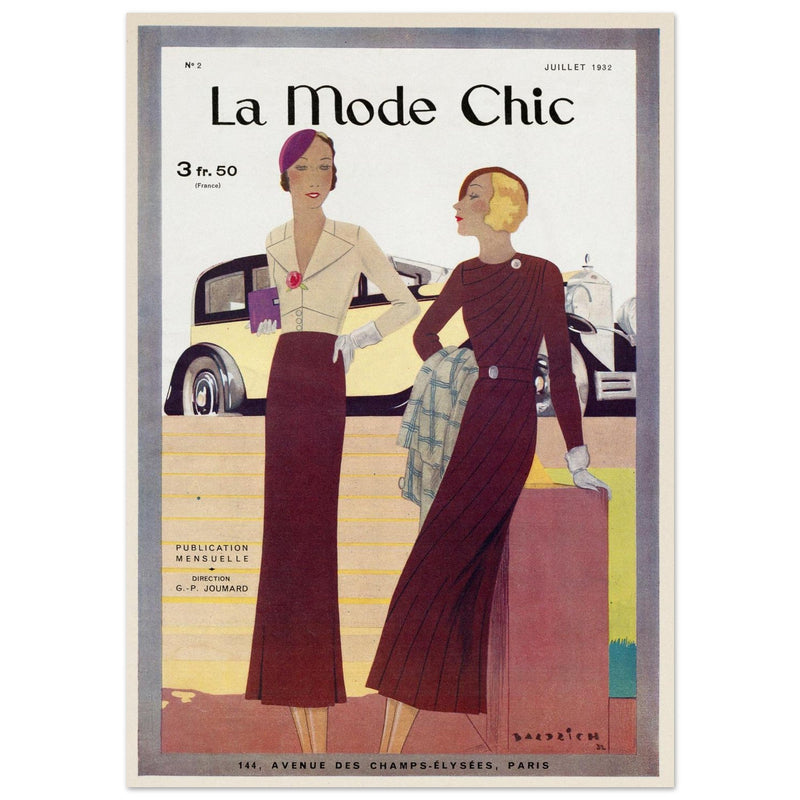 La Mode Chic old vintage fashion magazine cover from the 30s. July 1933.