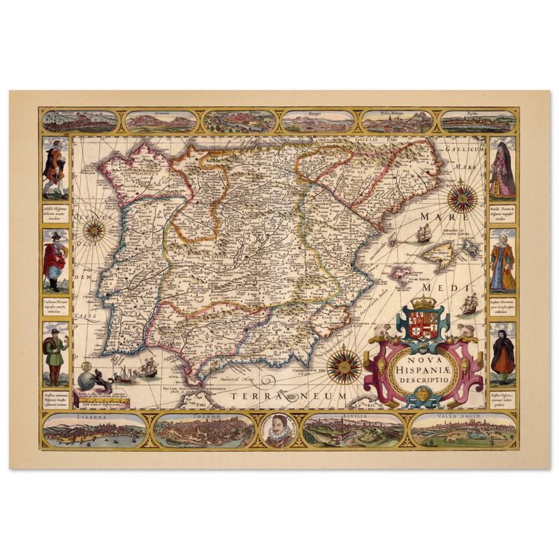 Nova Hispaniae ancient map reproduction of 1610 by Jodocus Hondius based on Gerhard Mercator