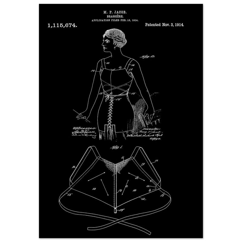 Brassiere patent drawing by M P Jacob.