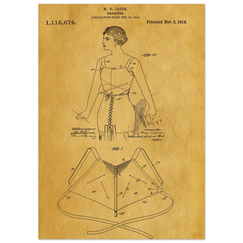 Brassiere patent drawing by M P Jacob.