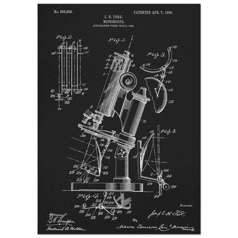 vintage microscope patent by J H Ford.