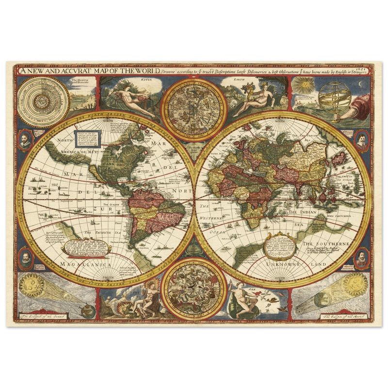 John Speed Ancient double hemisphere world map.