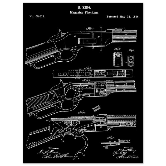 Magazine Fire arm patent 55012 by N kinf.
