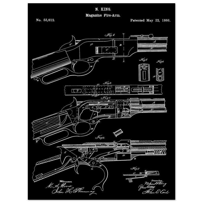 Magazine Fire arm patent 55012 by N kinf.