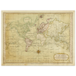 Ancient vintage world map Mercator's projection by Samuel Dumm 1794