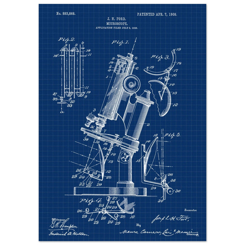 vintage microscope patent by J H Ford.
