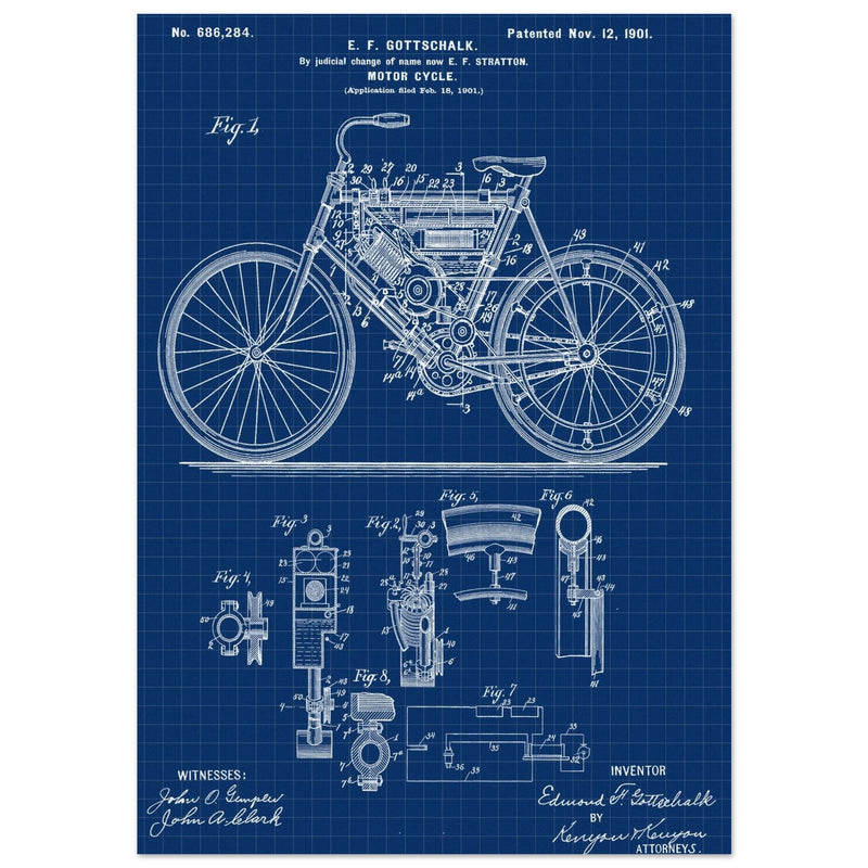 Motorcycle old patent 686284 by Gottschalk