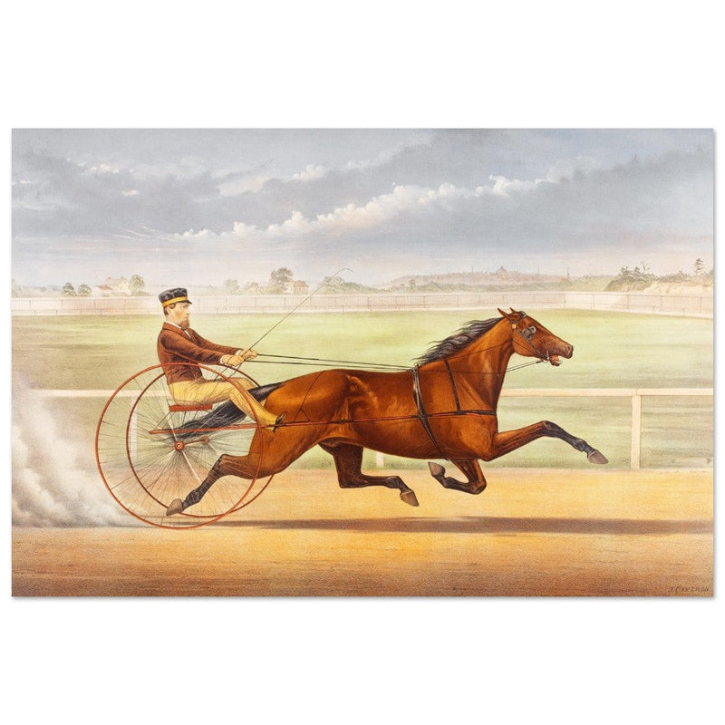 Harness horse racing lithograph. Mr. Bonner's Horse Joe Elliott by John Cameron.