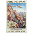 Peru of the Incas vintage travel poster . Pan American Airways travel print