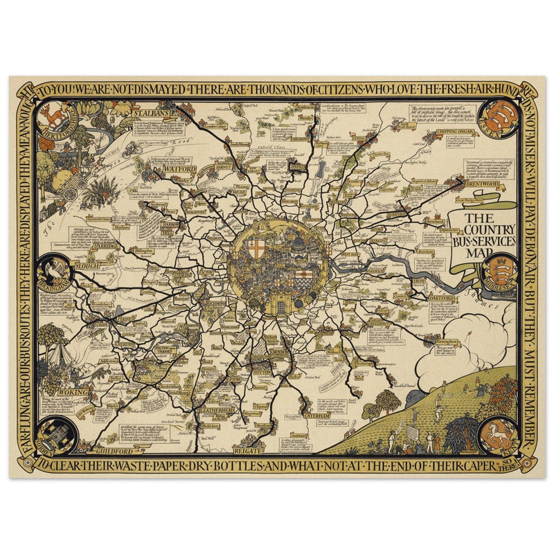 London vintage city map poster  from 1928 by Leslie Mc Donald.