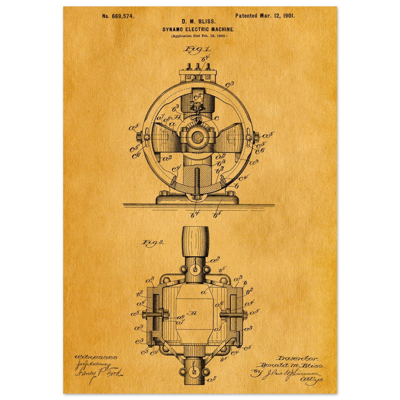 Dynamo electric machine patent by D M Bliss.
