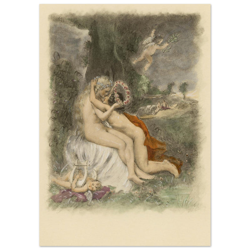 Paul Emile Becat erotic illustration Les Baiseres XX ( The Kisses ) The crown of flowers