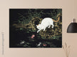 Cats amd fishes in pond. Oriental old painting by Shen Zhenlin.