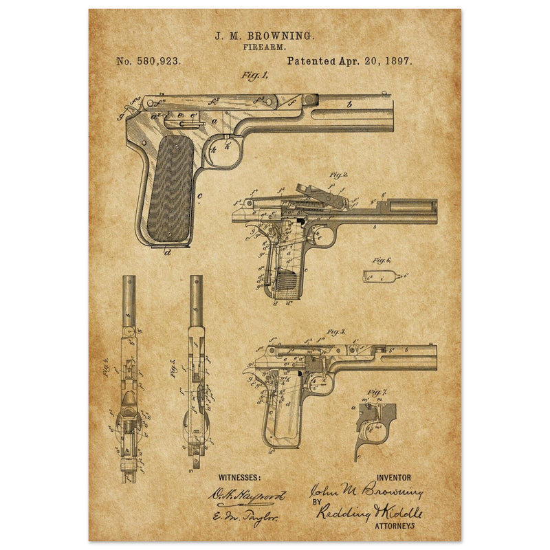 Firearm patent by John Moses Browning 1897 .