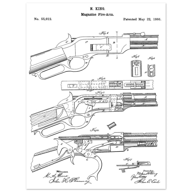 Magazine Fire arm patent 55012 by N kinf.