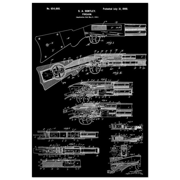 Firearm historic patent 1900. Matte paper