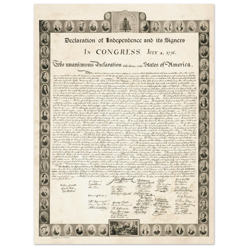 Declaration of Independence of the United States of America and its signers.