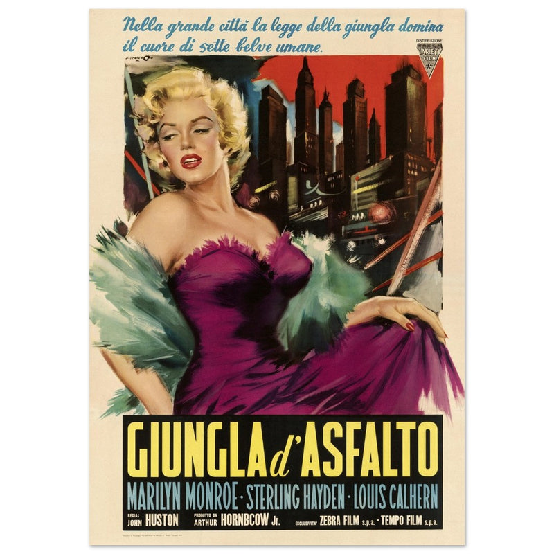 Giungla d' Asfalto ( The Asphalt Jungle ) historic italian movie poster reproduction.