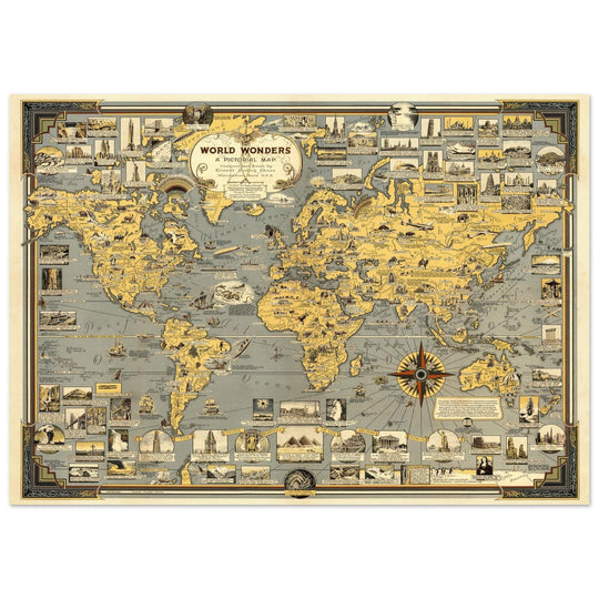 World Wonders, A Pictorial Map by Ernest Dudley Chase.