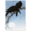Two crows on a branch by Ohara Koson 1927 Woodblock print.