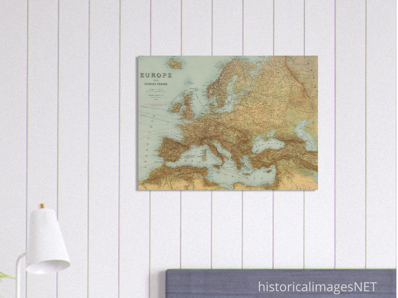 Ancient old map of Europe. George Erhard  antique map reproduction poster. decoration