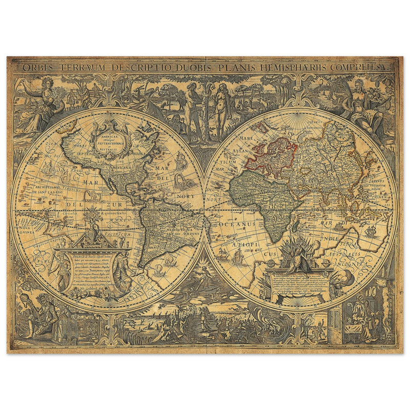 Orbis terrarum typus de integro multis in locis emendatus by cartographer Petrus Plancius World map