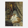 A Mother Cat and her Kitten with a Bracket Clock by Henriette Ronner Knip