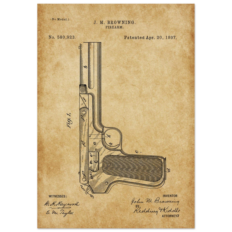 Firearm mechanism patent by John M. Browning.