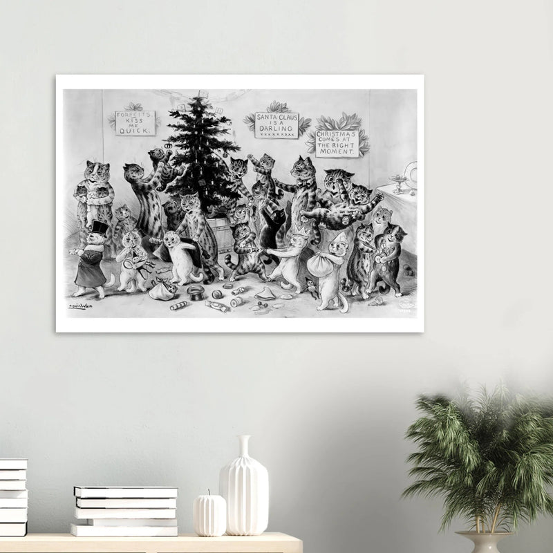 Cats decorating Christmas tree by Louis Wain 1906