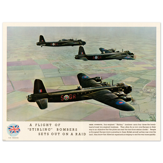 A Flight of "Stirling" Bombers out on a Raid
