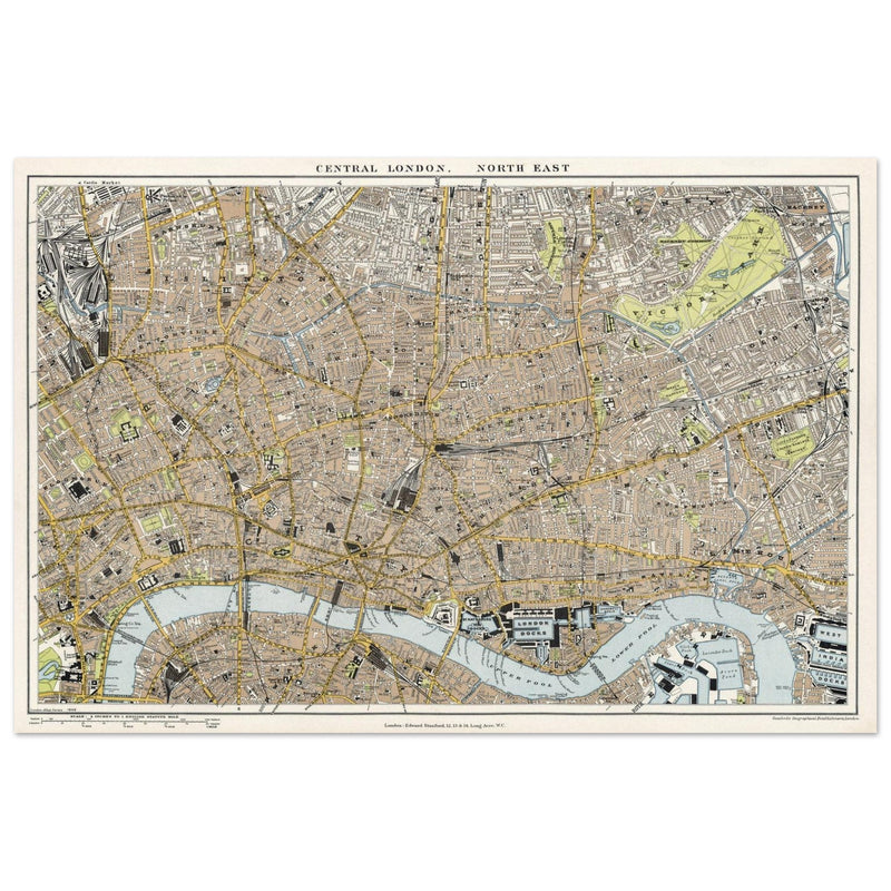 London city vintage map 1904.