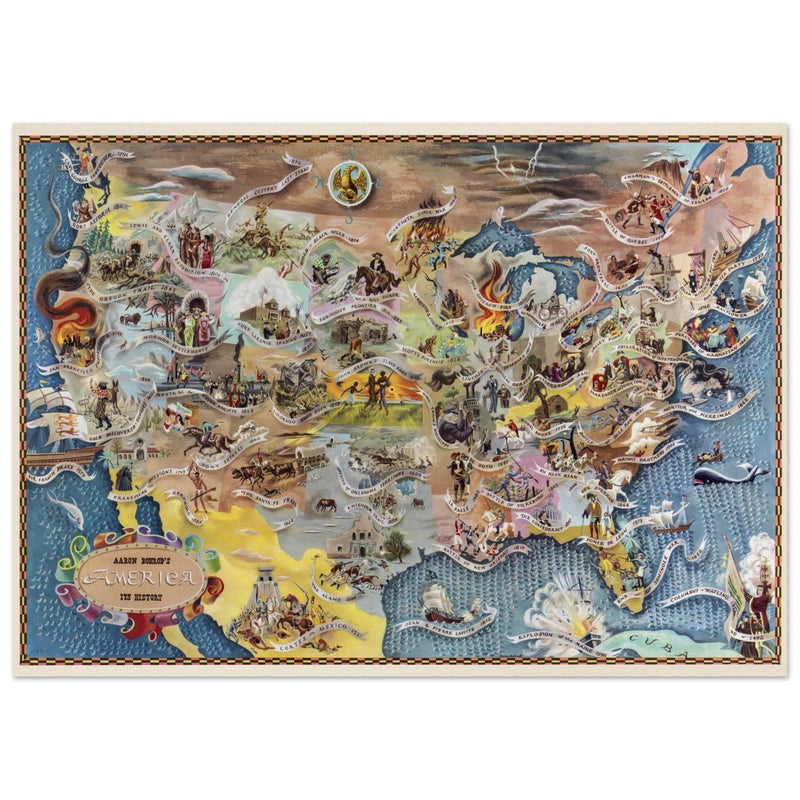 United States historic map of historical events by Aaron Bohrod