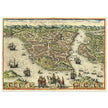 Istanbul ancient map. Byzantium Nunc Constantinopolis by Georg Braun