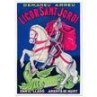 Saint George killing the dragon vintage liquor poster Enric Llado .