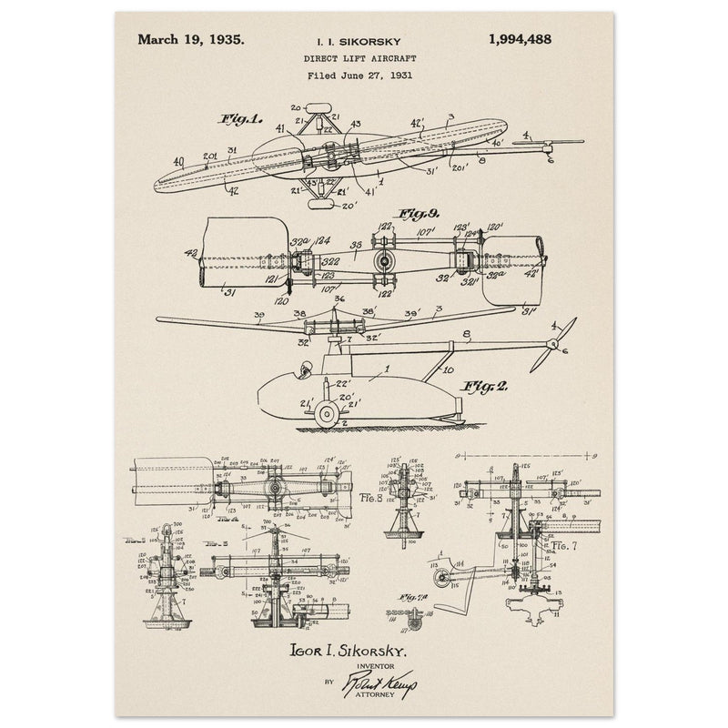 Direct Lift Aircraft patent by Sikorsky. Helicopter ancestor