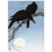 Two crows on a branch by Ohara Koson 1927 Woodblock print.